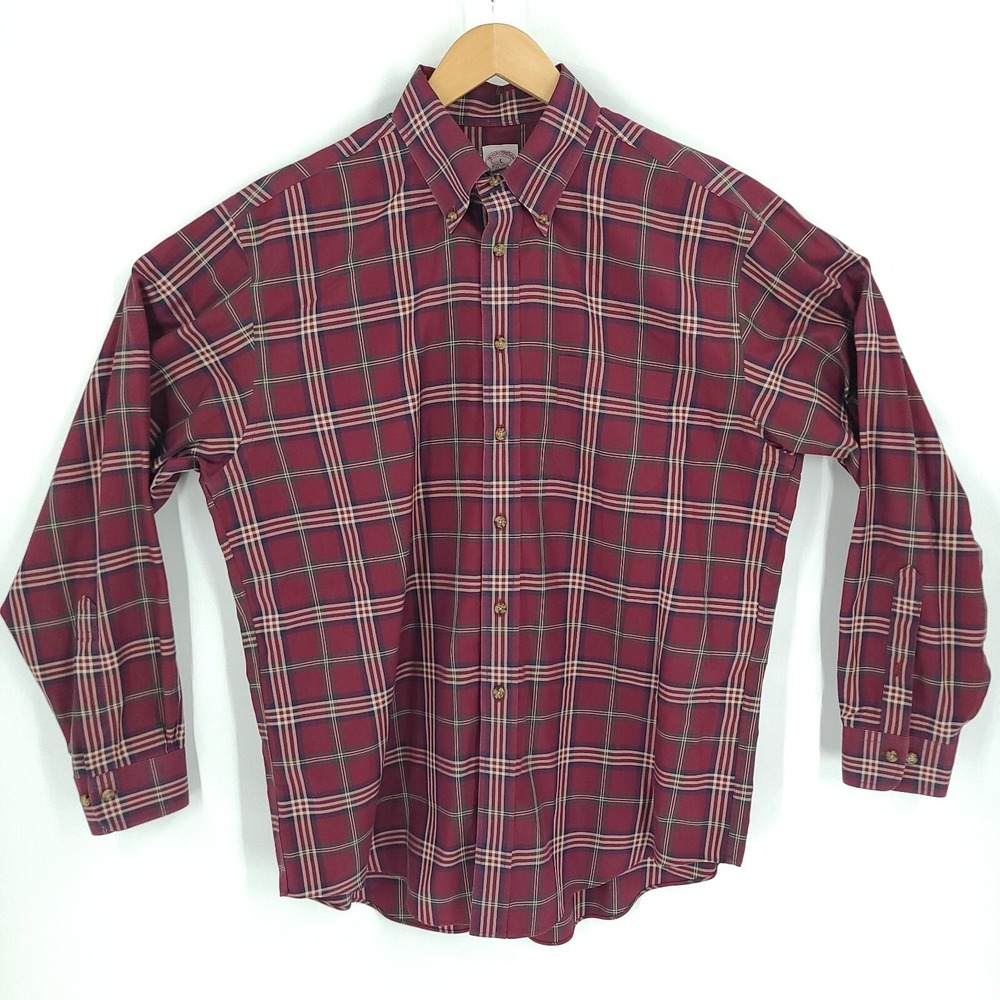 Brooks Brothers Shirt Mens Large Red Plaid Original Long Sleeve Button